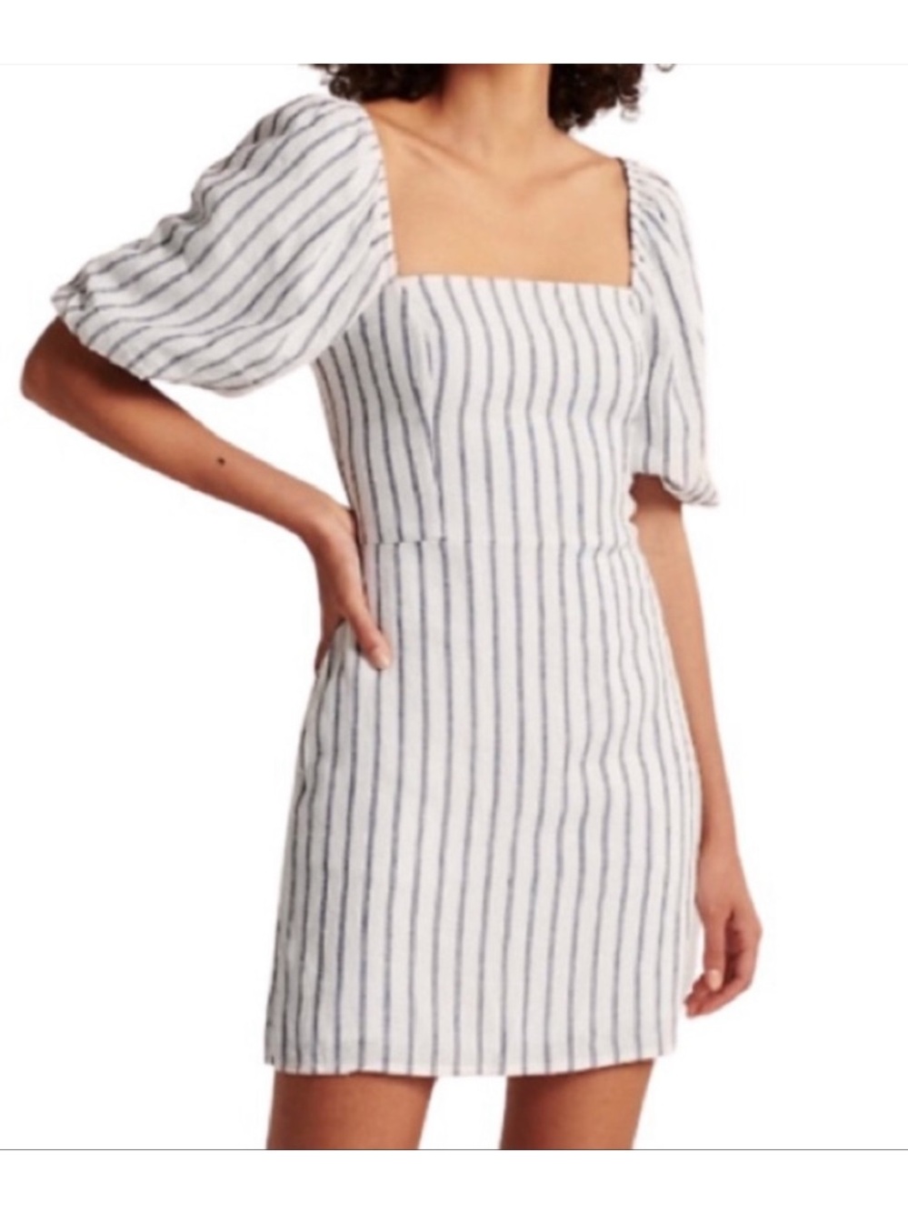 Abercrombie & Fitch White Mini Dress with Navy Stripes